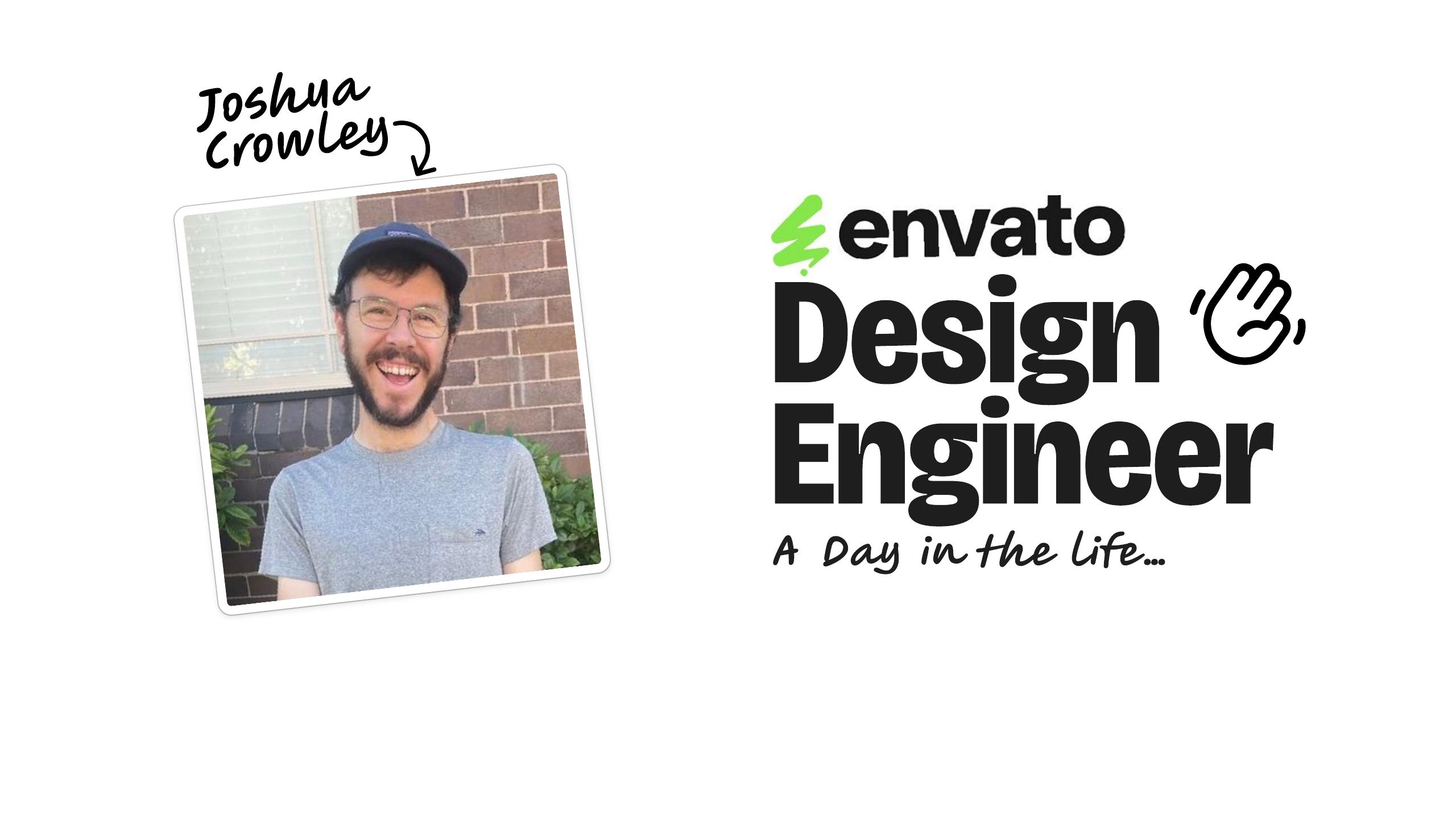 Title slide from the Design Outlook 26 talk: Envato Design Engineer, a day in the life